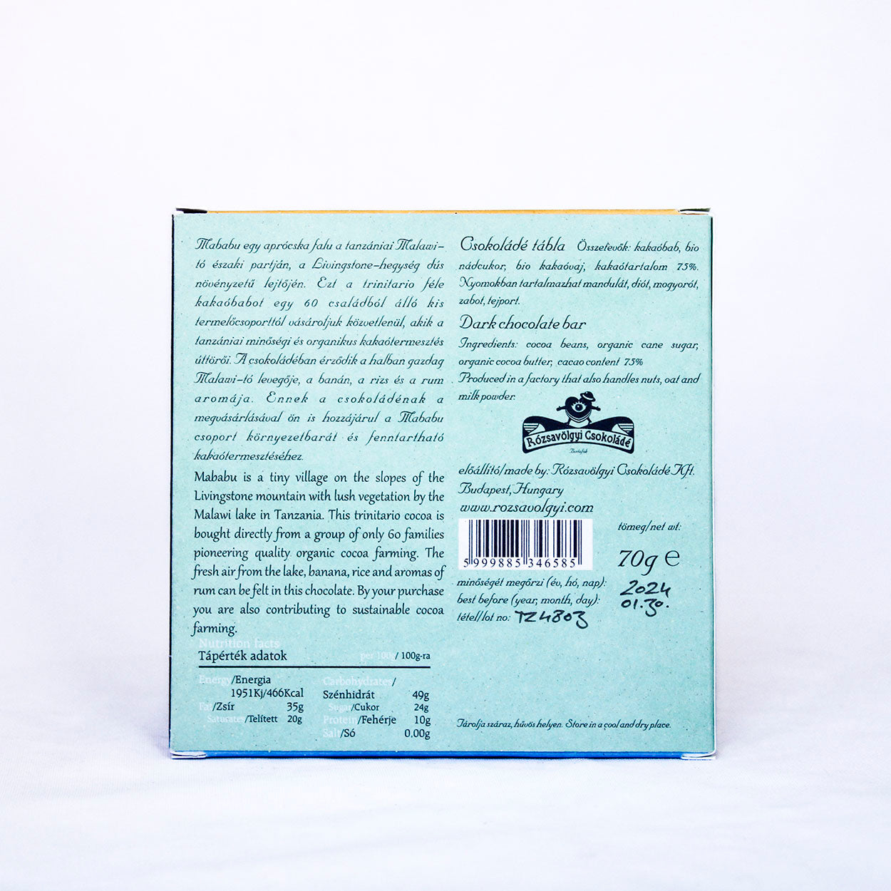 Rozsavolgyi - Csokolade Mababu 75%